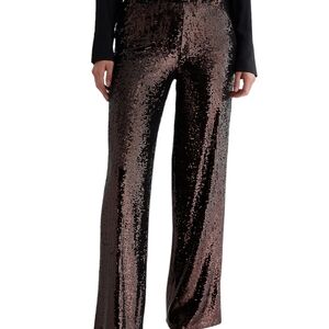 Express High Waisted Wide Leg Bronze Sequin Pants Womens Size 0R